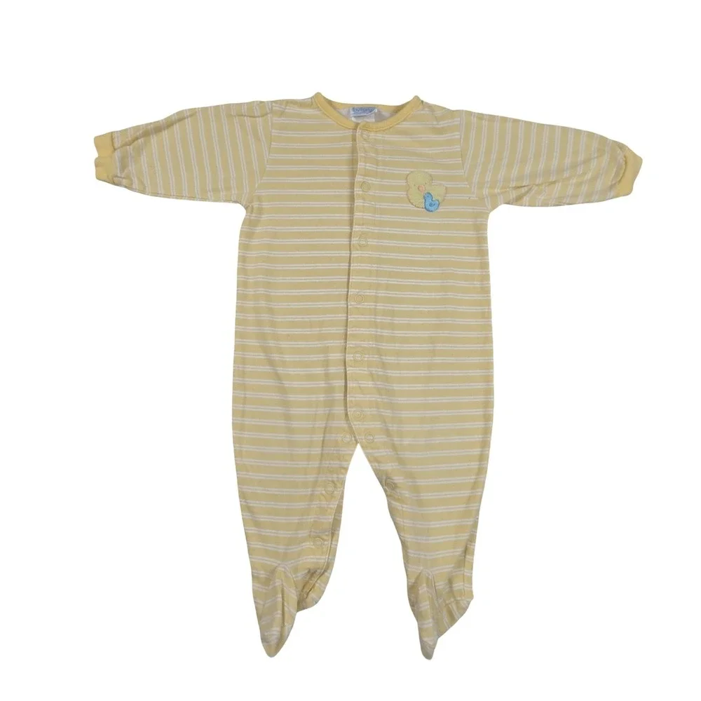 Vintage Tykes by Carters Yellow Striped Duck Footed Sleeper 6-9 Months Snaps
